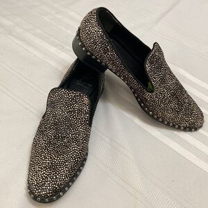 Calf Hair Black and White Studded Loafers